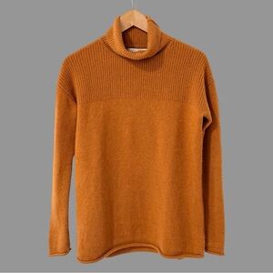 Max Studio Two Ply Cashmere Burnt Orange Long Sleeve Turtleneck Sweater M